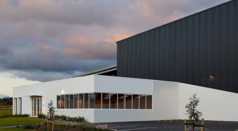 commercial building in drury at sunset